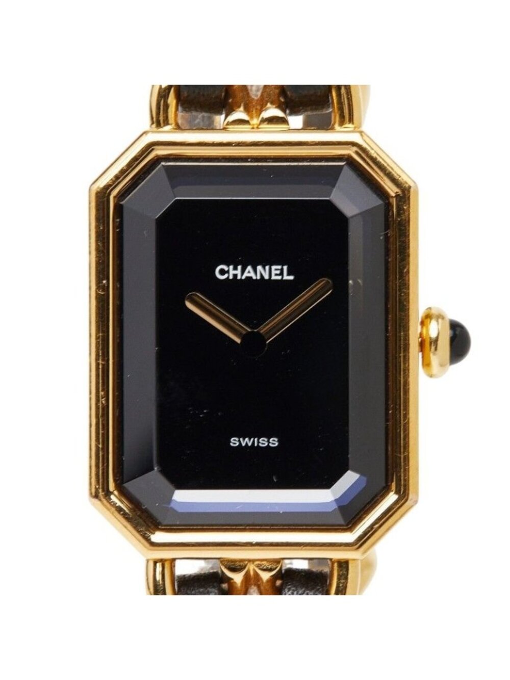 Chanel Premiere L Watch Black Gold Plated Leather Onyx